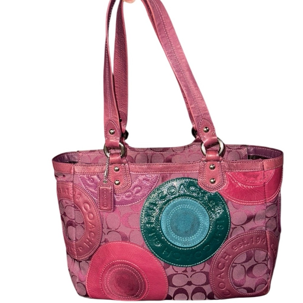 Coach patchwork Berry East West signature circles handbag F15466